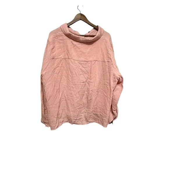 Any‎ Body Pink Gauze Tie Front Long Sleeve Button Up Shirt Women's Plus Size 2X - Picture 7 of 7